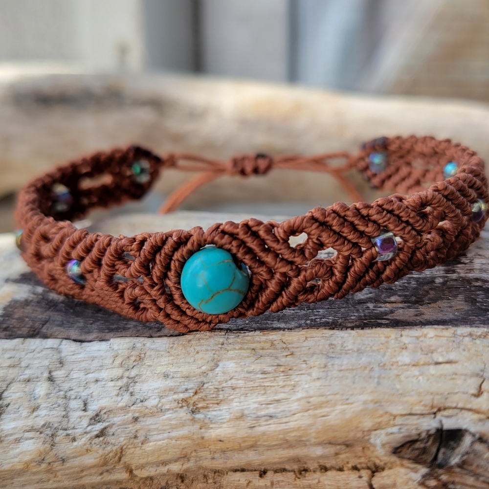Waterproof Macrame And Turquoise Stone Bracelet